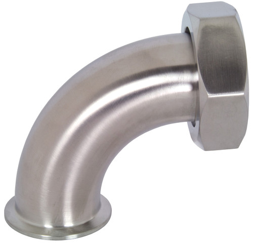Dixon Sanitary B2FMP-14 90° Clamp by Plain Bevel Seat with Hex Nut Elbows - 304 SS