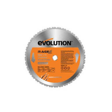 Evolution TCT Rage2 Replacement Blade, 14 in, 1 in Arbor, 1,600 rpm, 36 Teeth, 1/EA, #RAGE355BLADE
