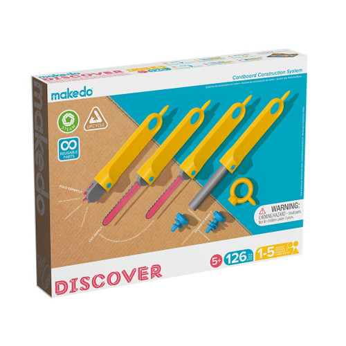 Makedo Cardboard Construction Discover Kit, 126-Piece