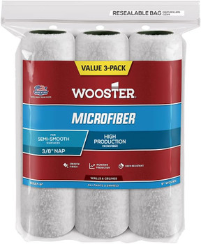 Wooster Genuine 9" Microfiber 3/8" Nap 3-Pack Roller Cover # R527-9