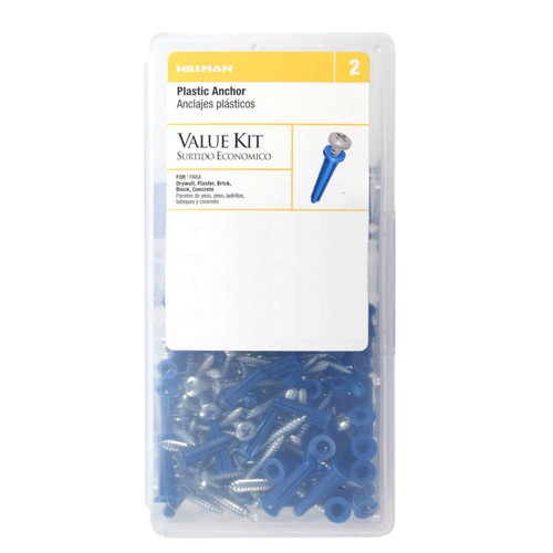 Hillman Plastic Anchor Kit Slotted Pan Head , 14-16 x 1-3/8"
