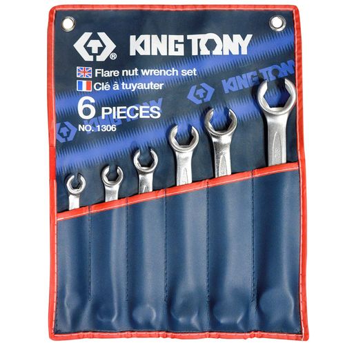 King Tony 1306SR 6 Piece SAE Flare Nut Wrench Set 5/16"-7/8"