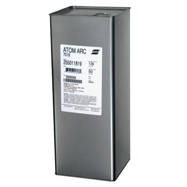Esab Welding Atom Arc 7018 Electrode, 1/8 in Diameter, 14 in Long, 10 lb Can, 10 CN, #255011850