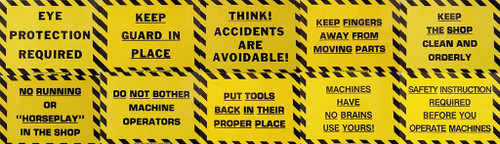 Safety Rules General Shop Safety Signs 10-Piece Set, 8" x 11"