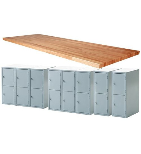 Midwest 16 Locker Work Bench, 108"L x 1-3/4"T