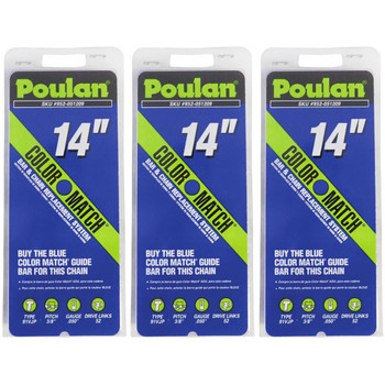 Poulan 3 Pack of Type T 3/8" Pitch .050 Gauge Cutting Chains 52DL - 581562101-3PK