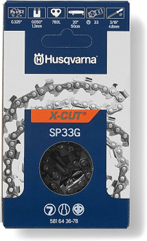 Husqvarna Genuine OEM 20" X-CUT SP33G, .325" pitch, .050 gauge 78DL Chainsaw Chain - 581643678