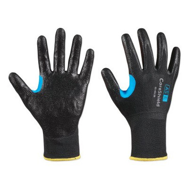 Honeywell CoreShield? A5/E Coated Cut Resistant Gloves, 8/M, HPPE/SS, Smooth Nitrile, 13 ga, Black, 10 PR/BG, #250913B8M