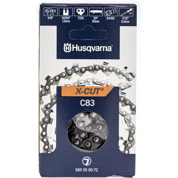 Husqvarna Genuine OEM 20" X-CUT C83, 3/8" pitch, .050 gauge 72DL Chainsaw Chain - 585550072