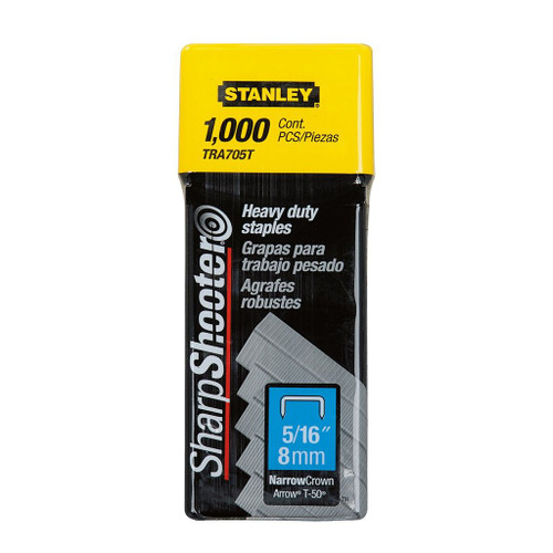 Stanley Heavy-Duty Narrow Crown Staples, 5/16", 1,000