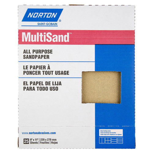 Norton MultiSand Adalox Sanding Sheets, 9" x 11", 150-Grit, Qty. 25