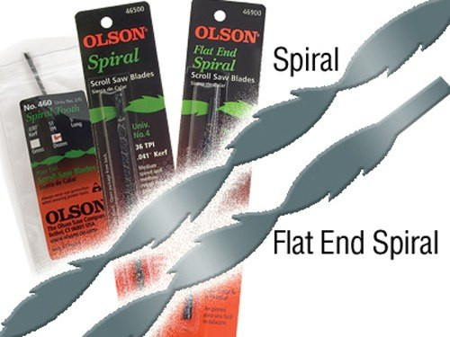 Olson Spiral Scroll Saw Blades, Flat End, 5" x .041" x 36TPI