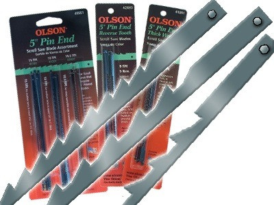 Olson Regular Tooth Pin End Scroll Saw Blades, 5", 2.5 TPI, 12/Pkg.
