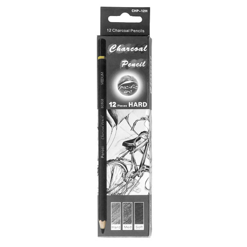 Pacific Arc Hard Charcoal Pencils, 12-Pack