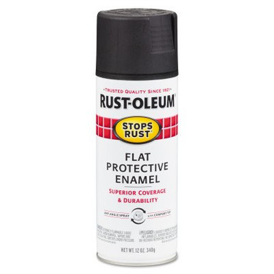Rust-Oleum Industrial Industrial Stops Rust Protective Enamel Spray, 12 oz, Black, Flat, 6 CN/CA, #7776830