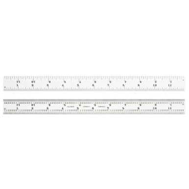 L.S. Starrett Steel Rules, 12 in, 4R, Spring-Tempered Steel, 1 EA, #52661