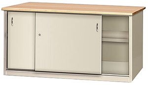 Pucel Sliding Door Work Bench, Wood Top, 72"W