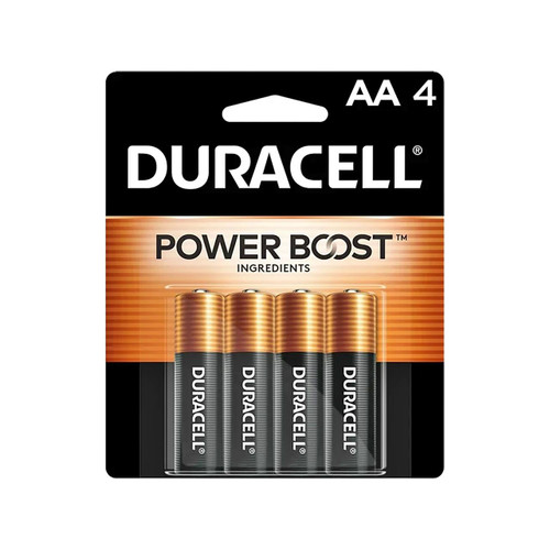 Duracell Coppertop Alkaline Battery, AA, 4-Pack