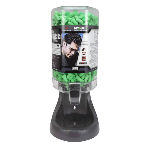 Radians Detour 32 Foam Earplugs with Refillable Dispenser, 500/pkg.