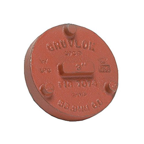 Anvil Gruvlok Ductile Iron 1-1/2 in. Pipe Cap Fitting, Grooved End, Ptd. Orange - Fig. 7074