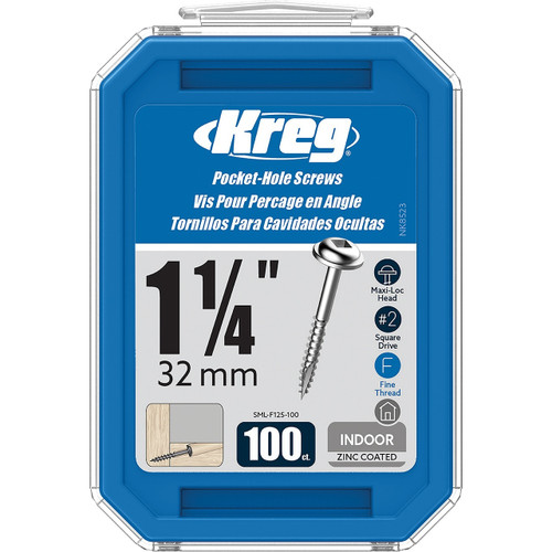 Kreg Pocket Hole Screws Maxi-Loc Square Drive, 7, 1-1/4", 100