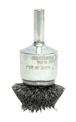 Weiler Stem-Mounted Circular Flared End Brushes, Stainless Steel, 20,000 rpm, 1 1/2" x, 1 EA, #10045