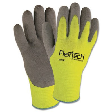 Wells Lamont FlexTech Hi-Visibility Knit Gloves with Nitrile Palm, Medium, Gray/Hi-Viz Green, 1/PR, #Y9239M