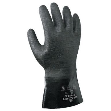 SHOWA Neoprene 12" Gauntlet, Black, Rough, Large, 12 Pair, #6780R10
