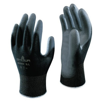 SHOWA Hi-Tech Polyurethane Coated Gloves, X-Large, Black/Gray, 12 Pair, #BO500BXL