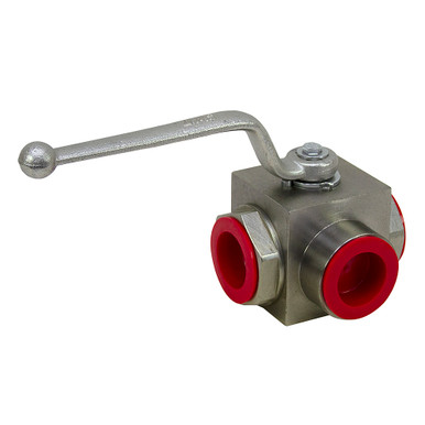 SAE 24 Carbon Steel 4500 PSI 3-Way Ball Valve Dynamic DB3L-24-SAE