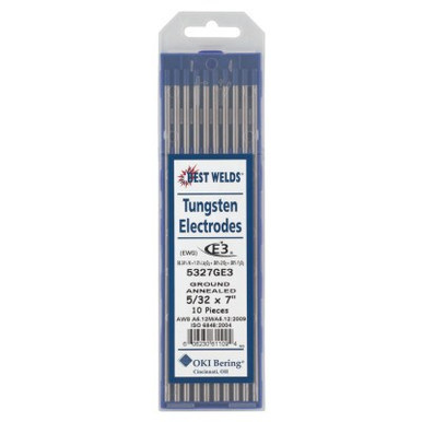 Best Welds E3 Tungsten Electrodes, 5/32 in Dia., 7 in Long, 1 PK, #5330000