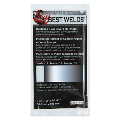Best Welds Glass Silver Mirror Filter Plate, Silver/14, 4.5 in x 5.25 in, Glass, 15/BX, #93211714