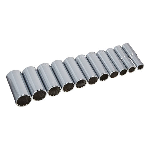 Blackhawk 1/2" Drive 12-Point Deep Fractional Socket Set, 11-Piece