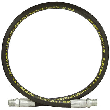 1/4" x 12" 1/4 NPTM x 1/4 NPTM SAE 100R17 Hydraulic Hose Assembly 3000 PSI NRP Jones