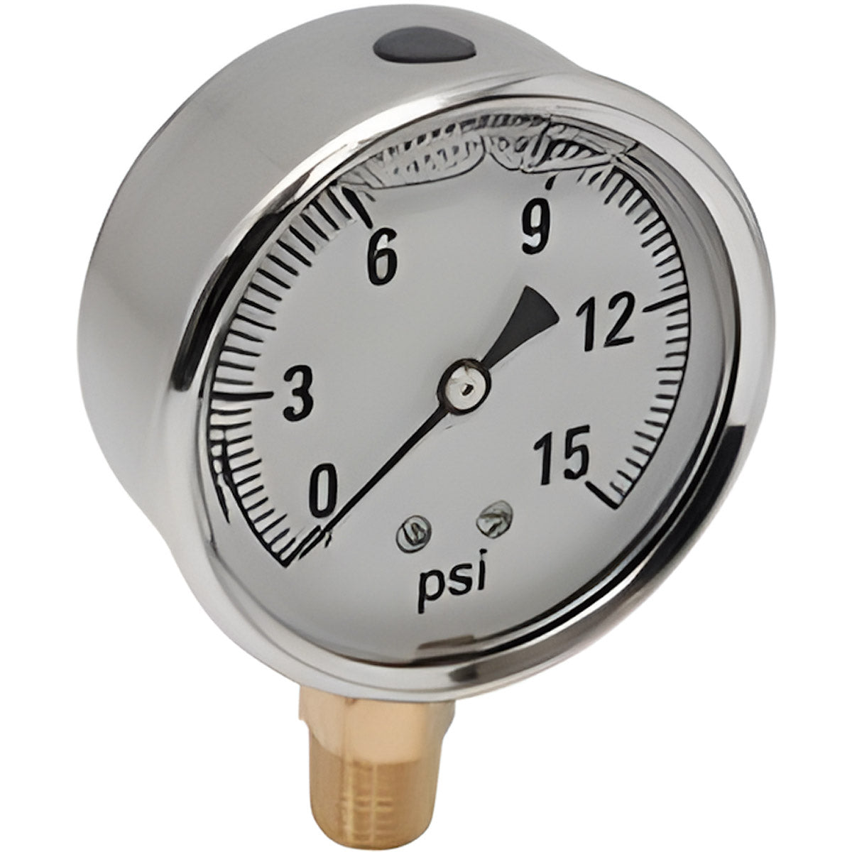 AgSmart Stainless Steel Gauge - 2-1/2" Diameter, 15 PSI, Liquid Filled