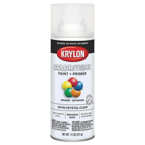 Krylon COLORmaxx Spray Paint + Primer, Satin Crystal Clear