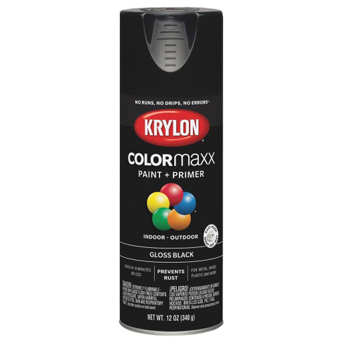 Krylon COLORmaxx Spray Paint + Primer, Gloss Black