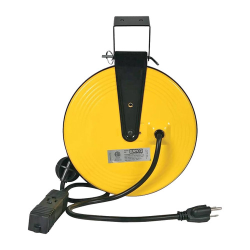 Bayco Retractable Metal Cord Reel, 30', 3 Outlets