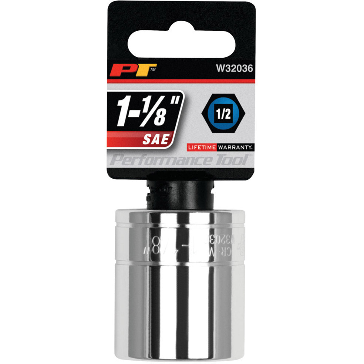 1-1/8 INCH X 6 POINT STANDARD IMPACT SOCKET - 1/2 INCH DRIVE