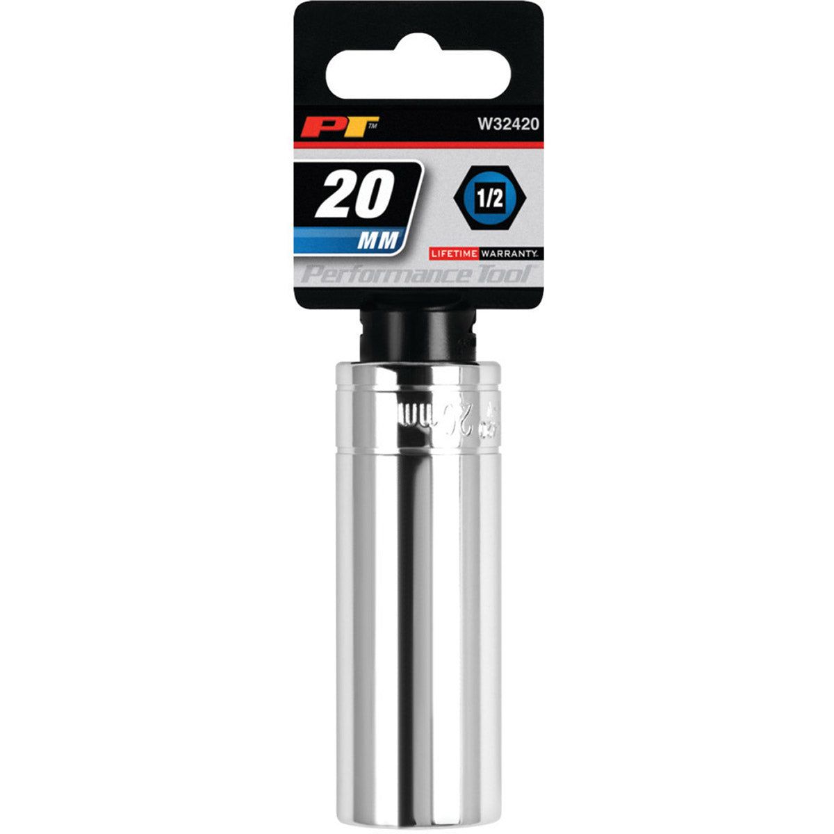 20MM X 6 POINT DEEP WELL IMPACT SOCKET - 1/2 INCH DRIVE