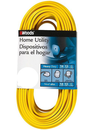 Woods Yellow Indoor Utility Extension Cord, 25', 14/3