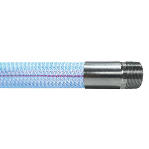 Kuriyama Clearbraid K3150 RF Standard Wall PVC Hose Stainless Male NPT Ends