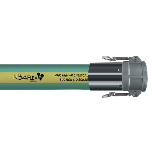 Novaflex 4700 3 in. 200 PSI UHMW Chemical Suction & Discharge Hose w/ Stainless Steel Female Coupler Ends