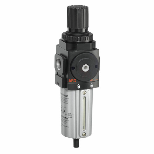 ARO 2000 Series 3/8 in. Filter-Regulator "Piggyback" w/ Metal Bowl & Manual Drain