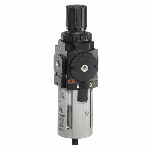 ARO 2000 Series 1/2 in. Filter-Regulator "Piggyback" w/ Poly Bowl & Manual Drain