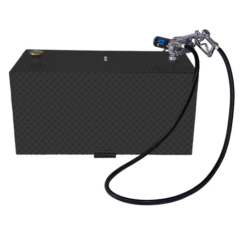 110 Gallon Aluminum Rectangle Fuel Transfer Tank w/ GPI 15 GPM Pump (12V DC) - Black Powder Coated