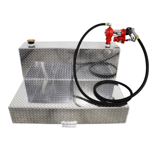 95 Gallon Aluminum L-shape Fuel Transfer Tank w/ Fill-Rite 15 GPM Pump (12V DC)