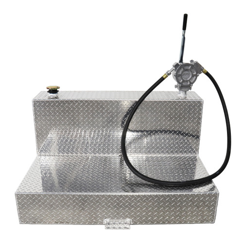 95 Gallon Aluminum L-shape Fuel Transfer Tank w/ GPI 50 Gallons Per 100 Strokes Pump