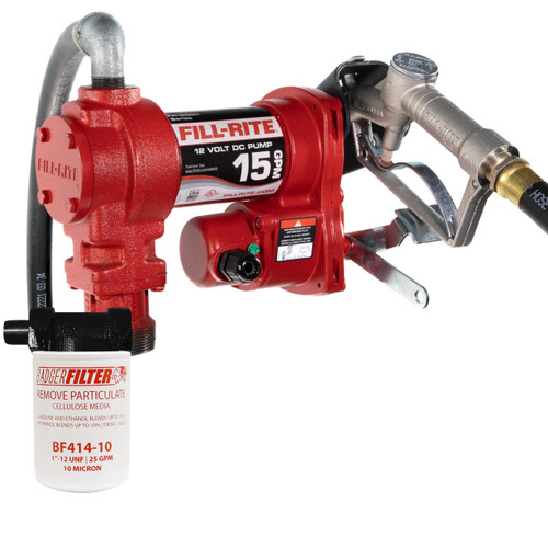 Fill-Rite FR1210H 12V DC Transfer Pump Assembly w/ Filter Kit - 15 GPM