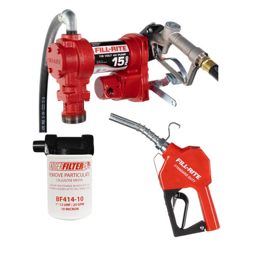 Fill-Rite FR610H - 115V AC 15 GPM Pump w/ Filter & Automatic Nozzle